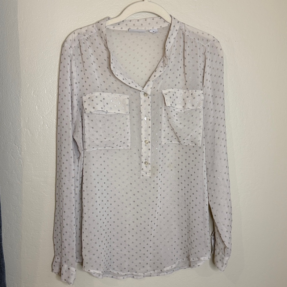 Liz Claiborne Polka Dot Sheer Long Sleeve Blouse